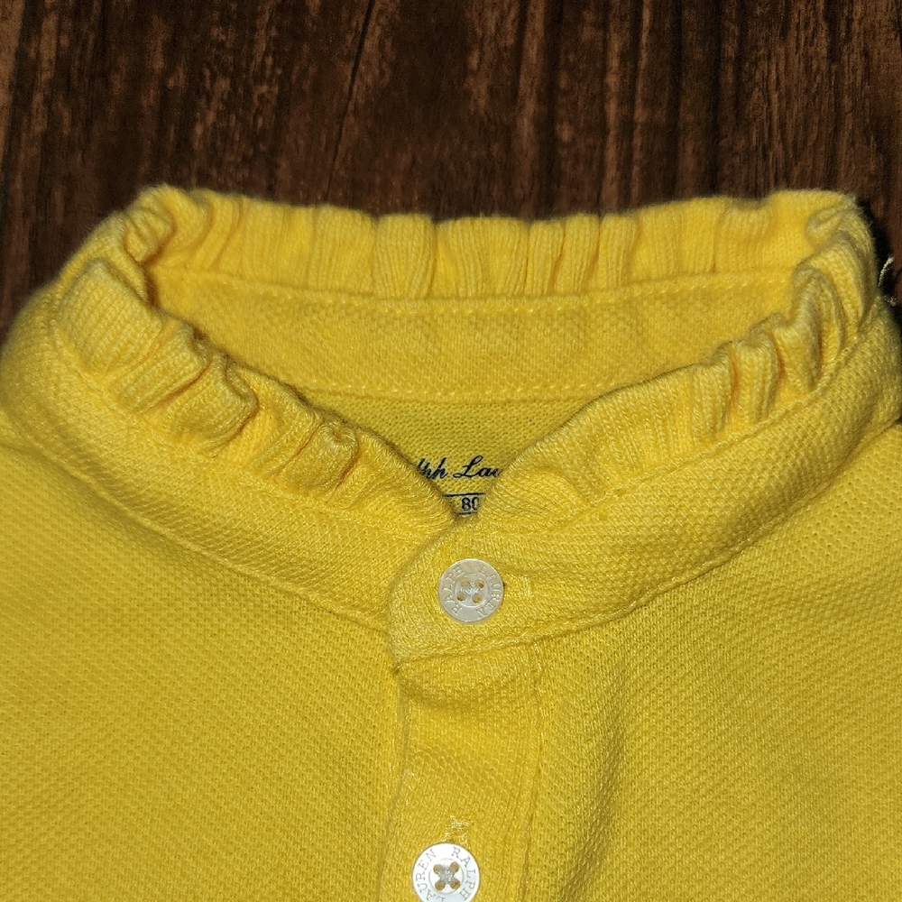 NWOT Polo Ralph Lauren Bright Yellow Kids Romper SILize 18 Months - Picture 7 of 12